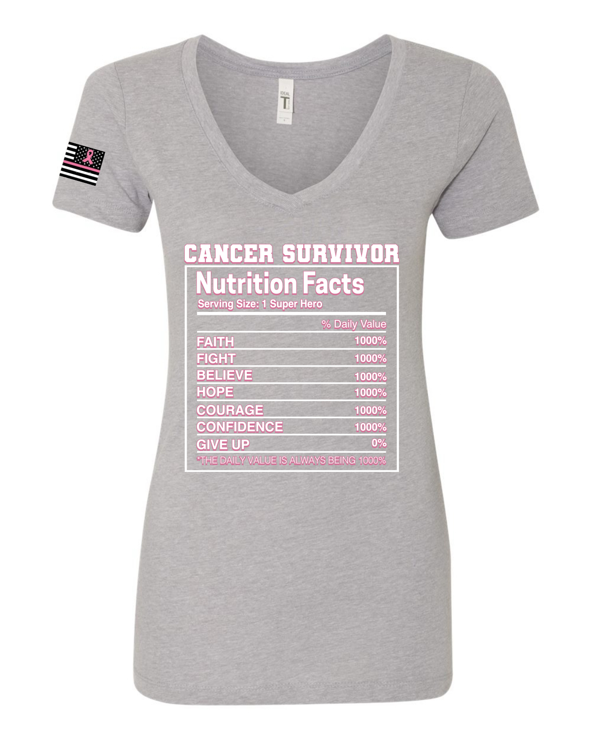 Información nutricional para sobrevivientes de cáncer de mama camiseta con cuello junior para mujeres - Imagen 4 de 6