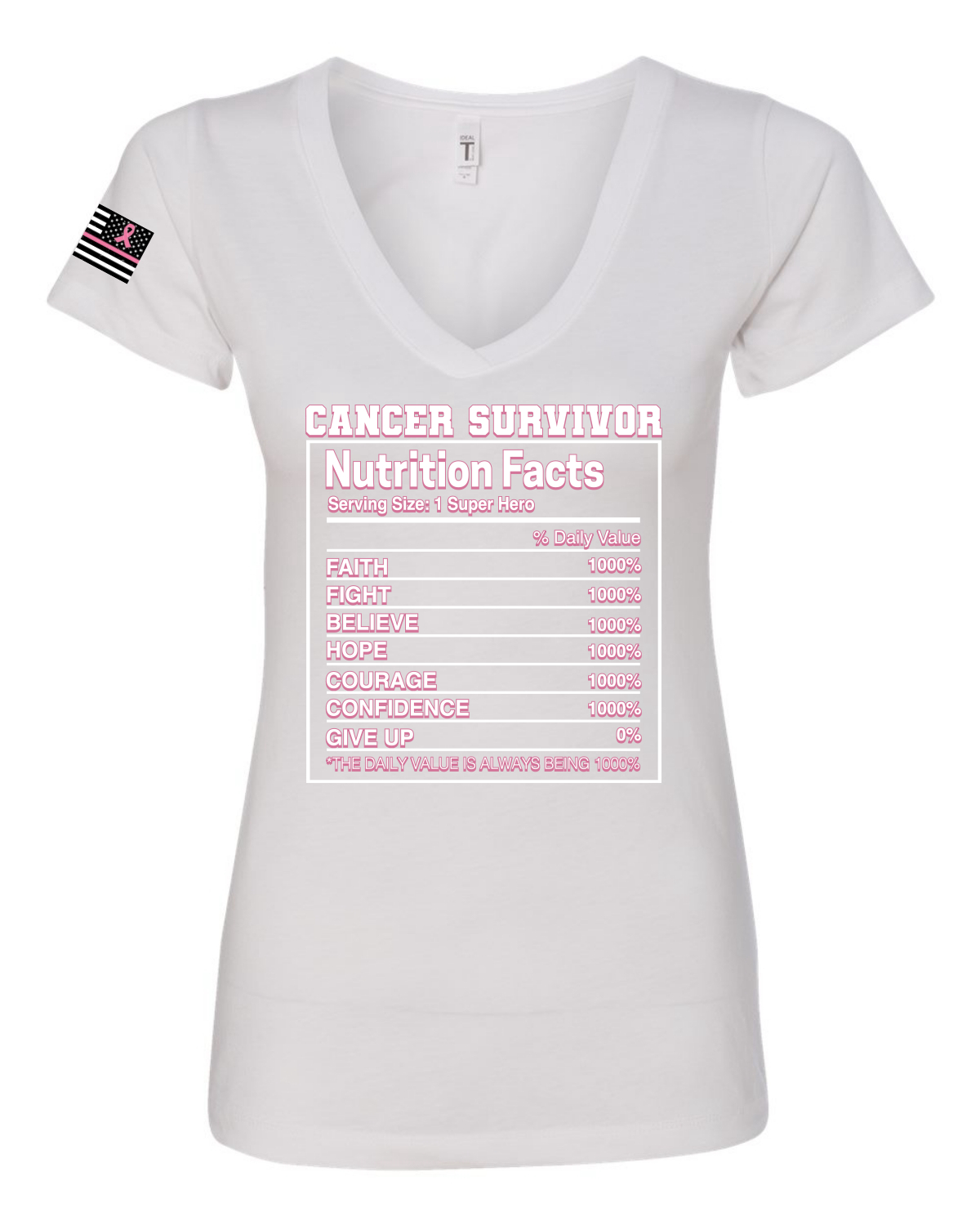 Información nutricional para sobrevivientes de cáncer de mama camiseta con cuello junior para mujeres - Imagen 5 de 6