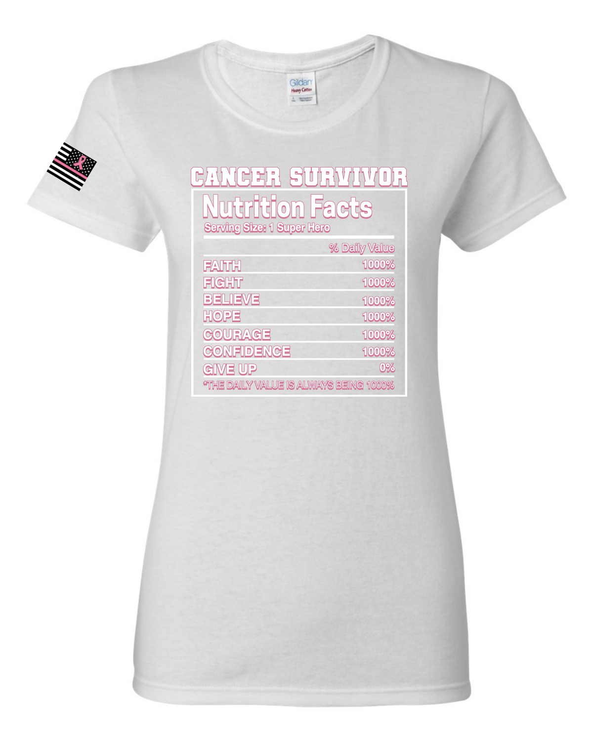 Camiseta gráfica para mujeres sobrevivientes de cáncer de mama información nutricional - Imagen 7 de 7