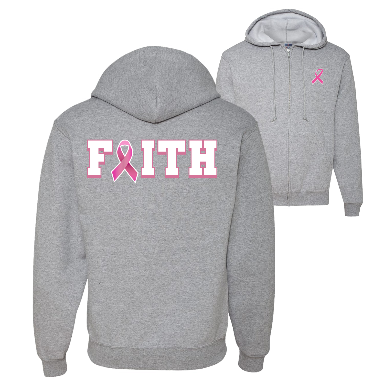 Breast Cancer Survivor Nutrition Facts Pocket Graphic Zip Up Hoodie Sweatshirt - Picture 3 of 3