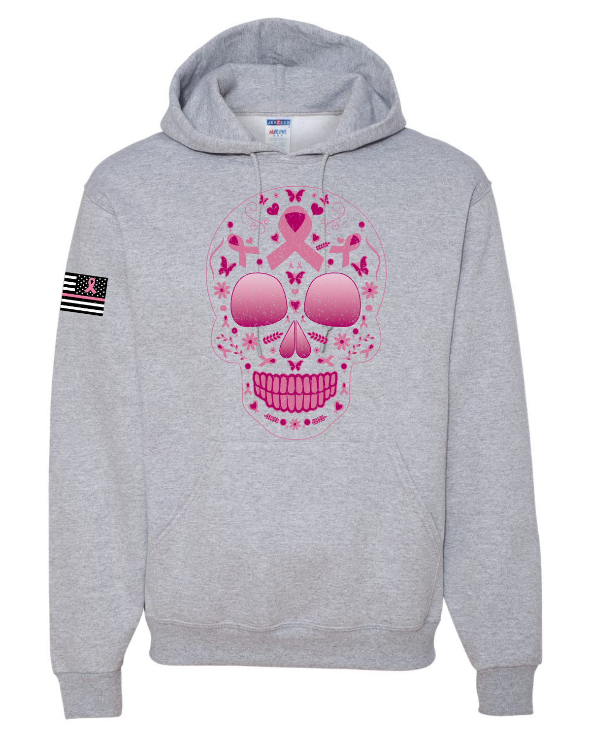 Sudadera con capucha gráfica unisex rosa cáncer de mama calavera azúcar - Imagen 5 de 5