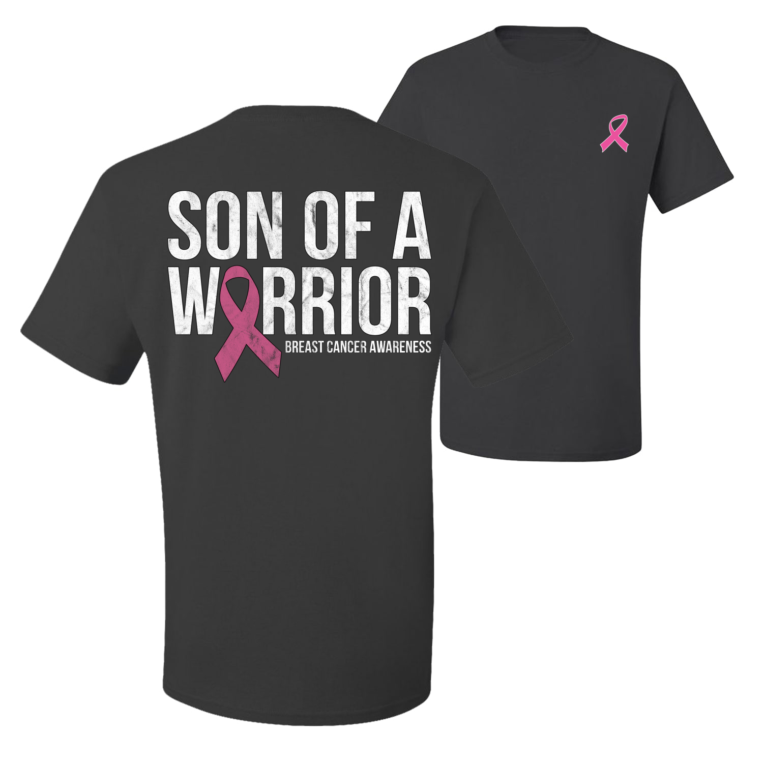 Son of A Warrior Breast Cancer Ribbon Front and Back Men Graphic TShirt - Picture 3 of 9