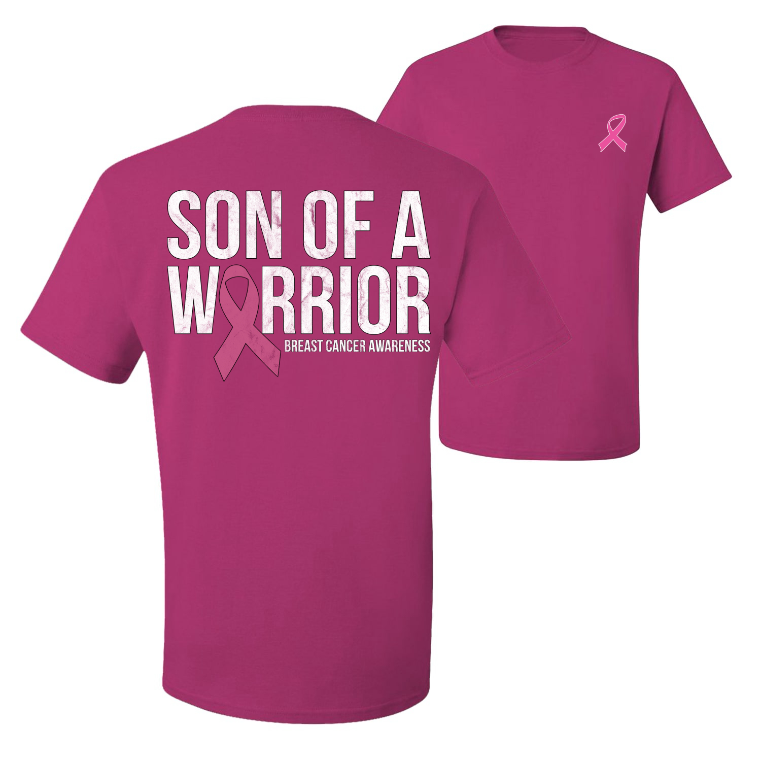 Son of A Warrior Breast Cancer Ribbon Front and Back Men Graphic TShirt - Picture 4 of 9