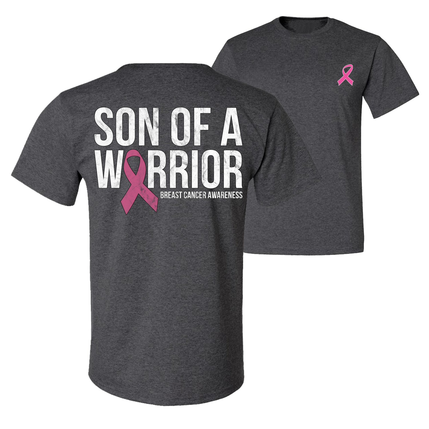 Son of A Warrior Breast Cancer Ribbon Front and Back Men Graphic TShirt - Picture 5 of 9