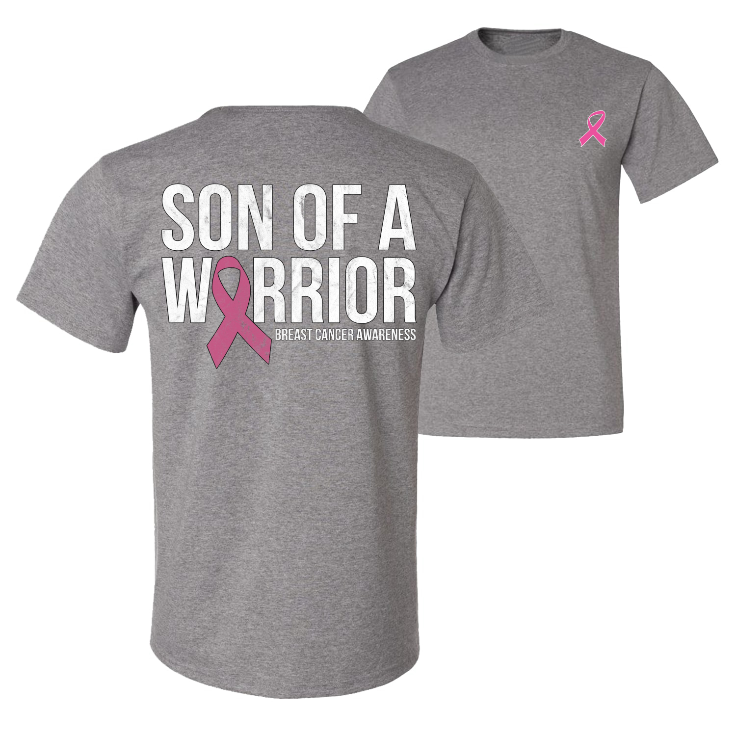 Son of A Warrior Breast Cancer Ribbon Front and Back Men Graphic TShirt - Picture 6 of 9