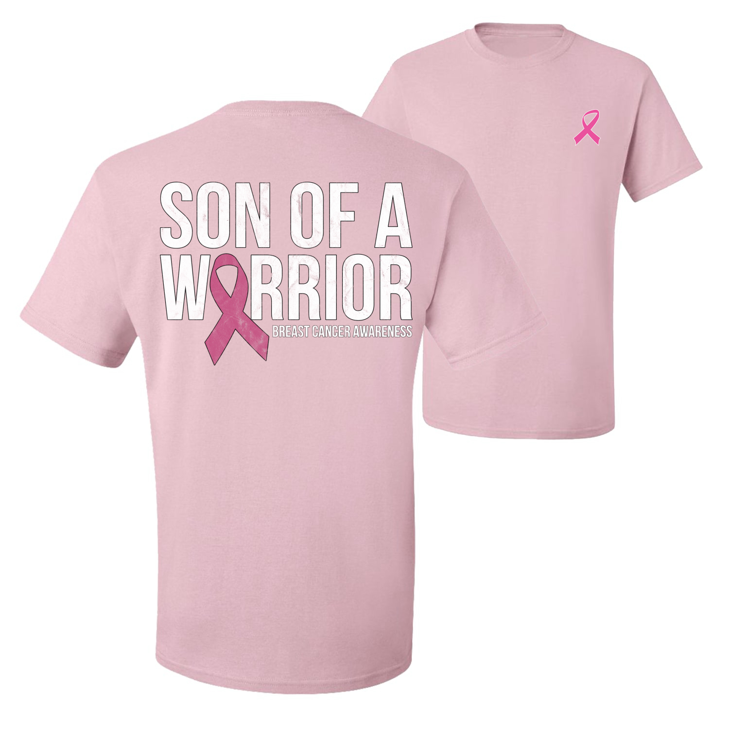 Son of A Warrior Breast Cancer Ribbon Front and Back Men Graphic TShirt - Picture 7 of 9