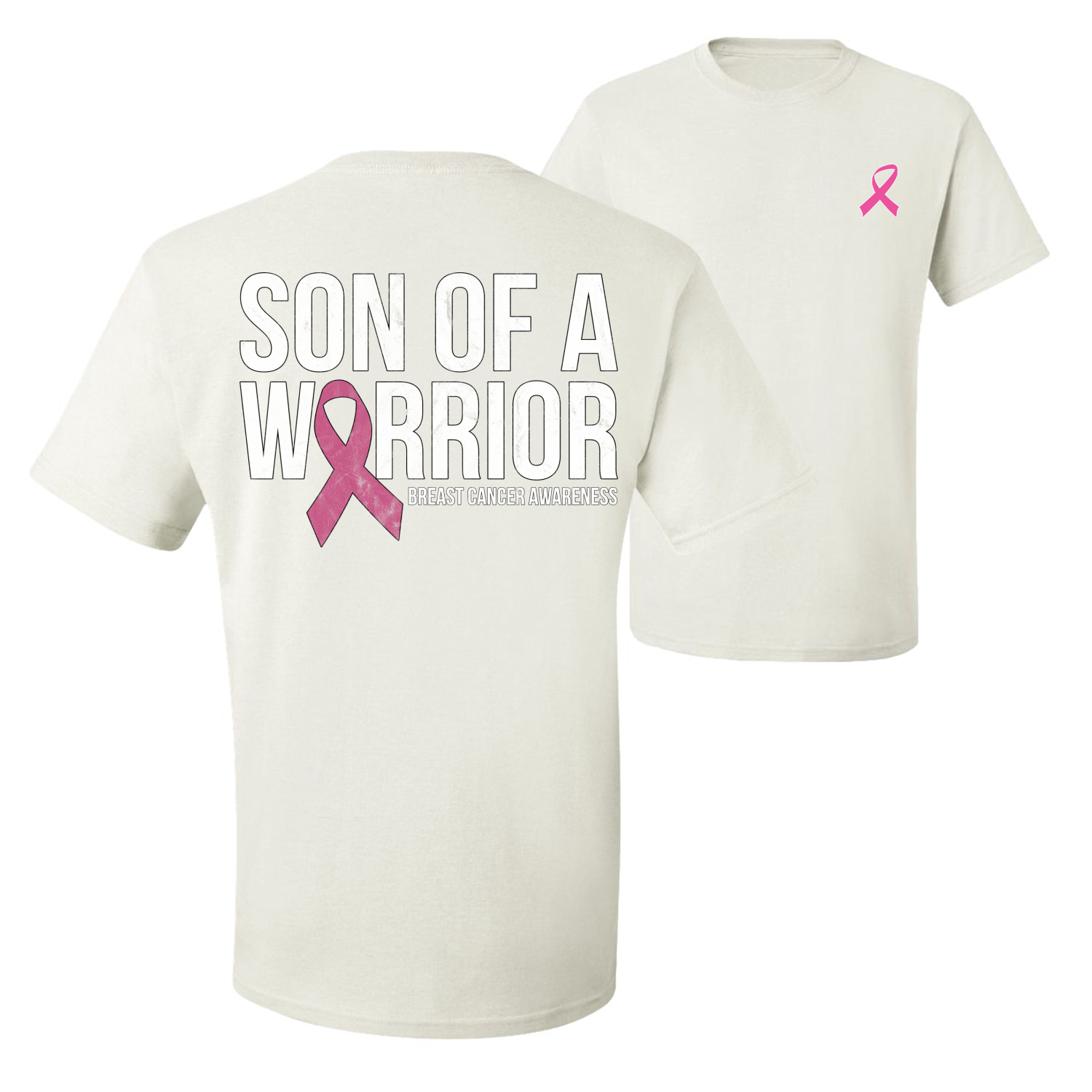 Son of A Warrior Breast Cancer Ribbon Front and Back Men Graphic TShirt - Picture 9 of 9