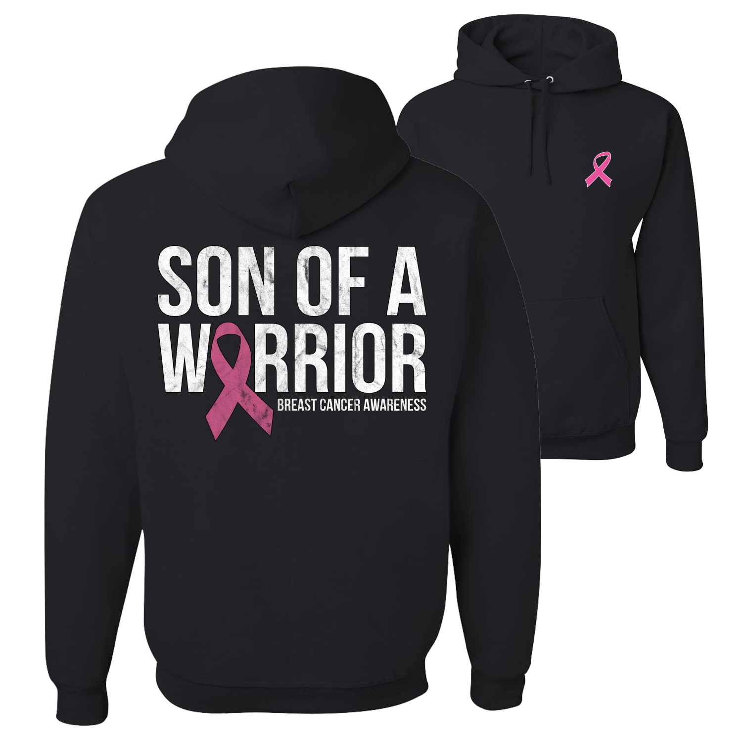 Sudadera con capucha gráfica unisex Son of a Warrior con cinta de cáncer de mama - Imagen 2 de 8