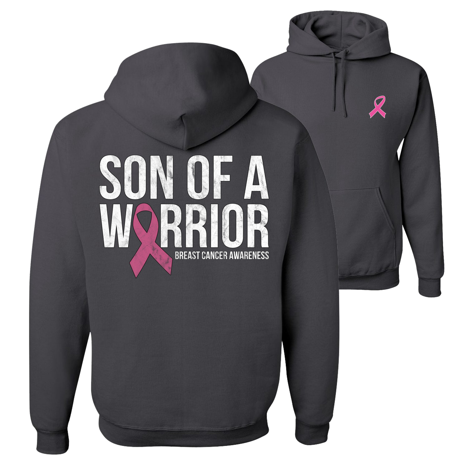 Sudadera con capucha gráfica unisex Son of a Warrior con cinta de cáncer de mama - Imagen 3 de 8