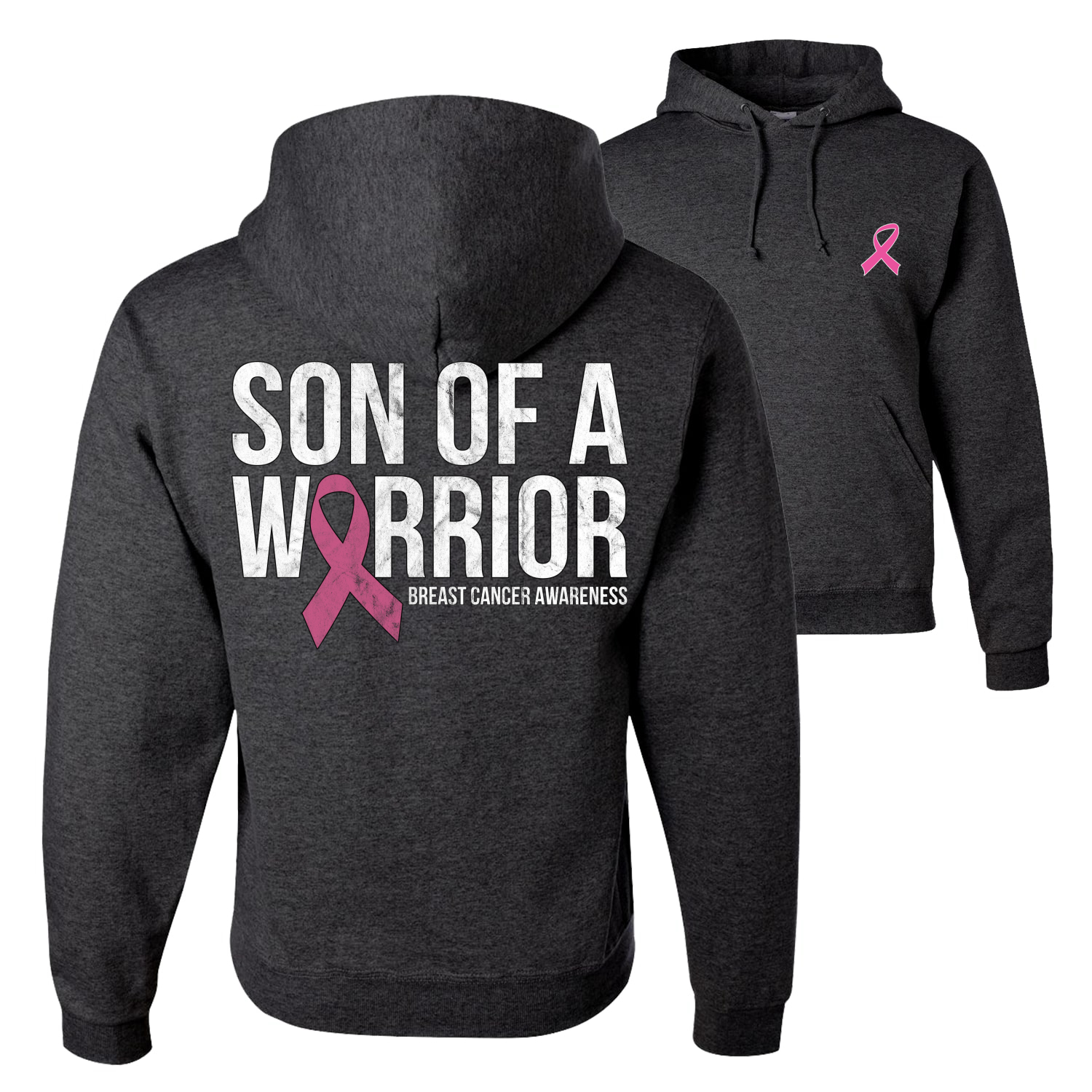 Sudadera con capucha gráfica unisex Son of a Warrior con cinta de cáncer de mama - Imagen 4 de 8