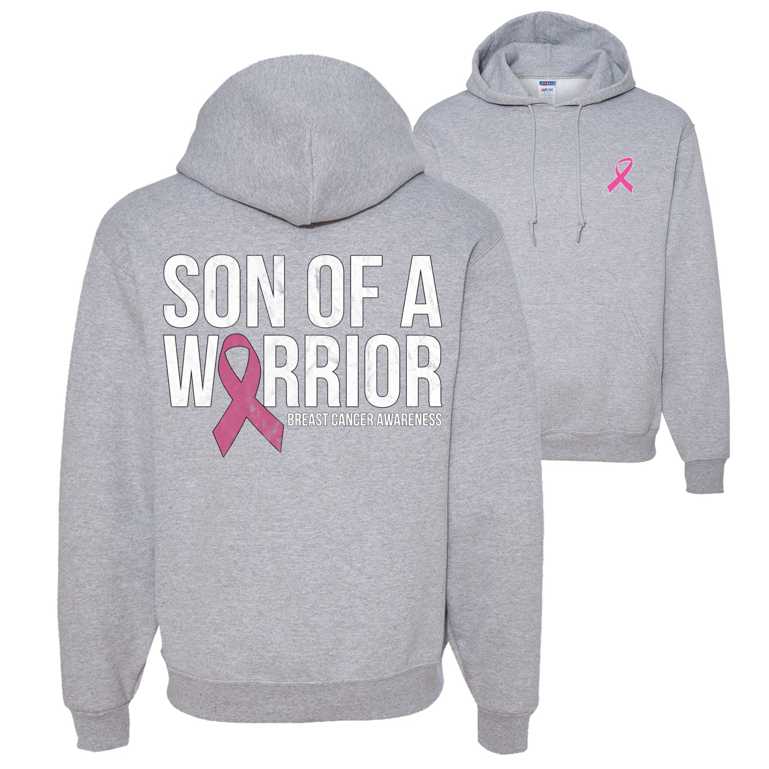 Sudadera con capucha gráfica unisex Son of a Warrior con cinta de cáncer de mama - Imagen 5 de 8