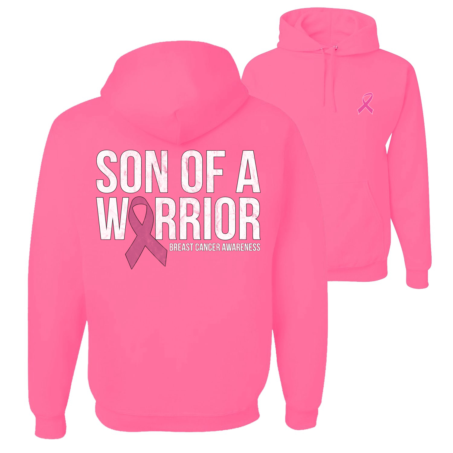 Sudadera con capucha gráfica unisex Son of a Warrior con cinta de cáncer de mama - Imagen 7 de 8