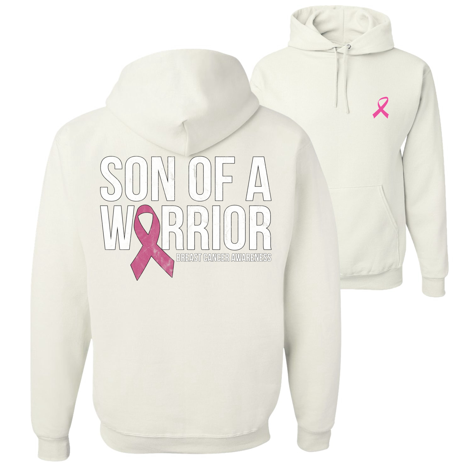 Sudadera con capucha gráfica unisex Son of a Warrior con cinta de cáncer de mama - Imagen 8 de 8