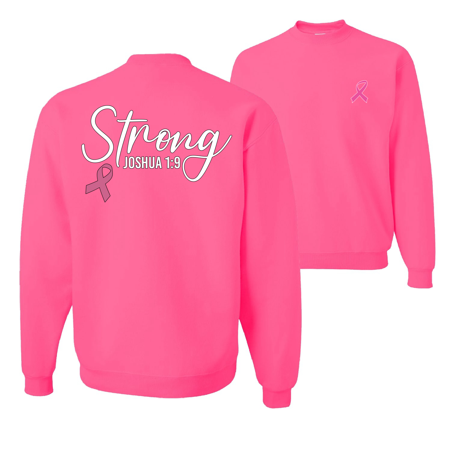 Sudadera gráfica unisex cuello redondo fuerte Joshua 1:9 cáncer de mama - Imagen 7 de 8