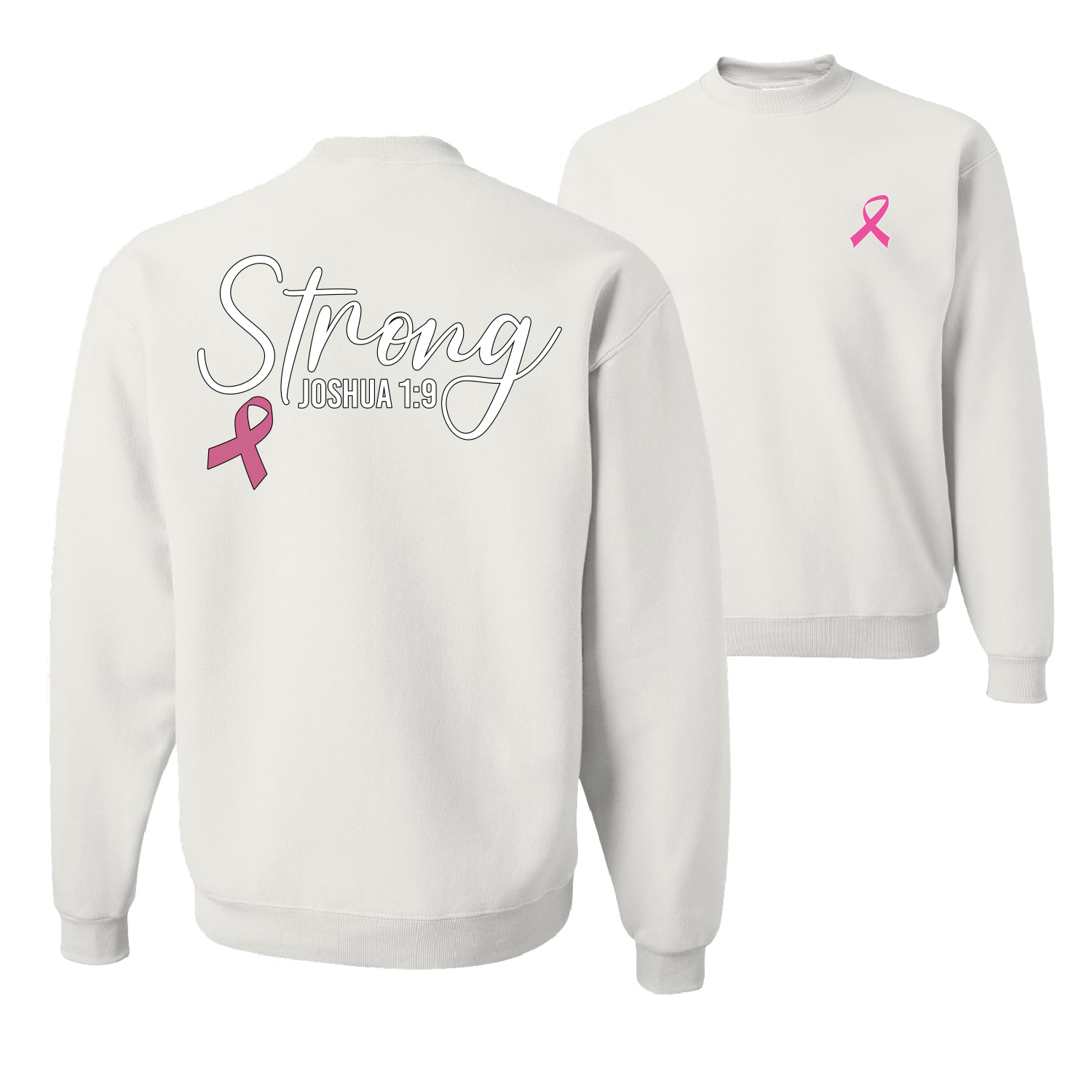 Sudadera gráfica unisex cuello redondo fuerte Joshua 1:9 cáncer de mama - Imagen 8 de 8