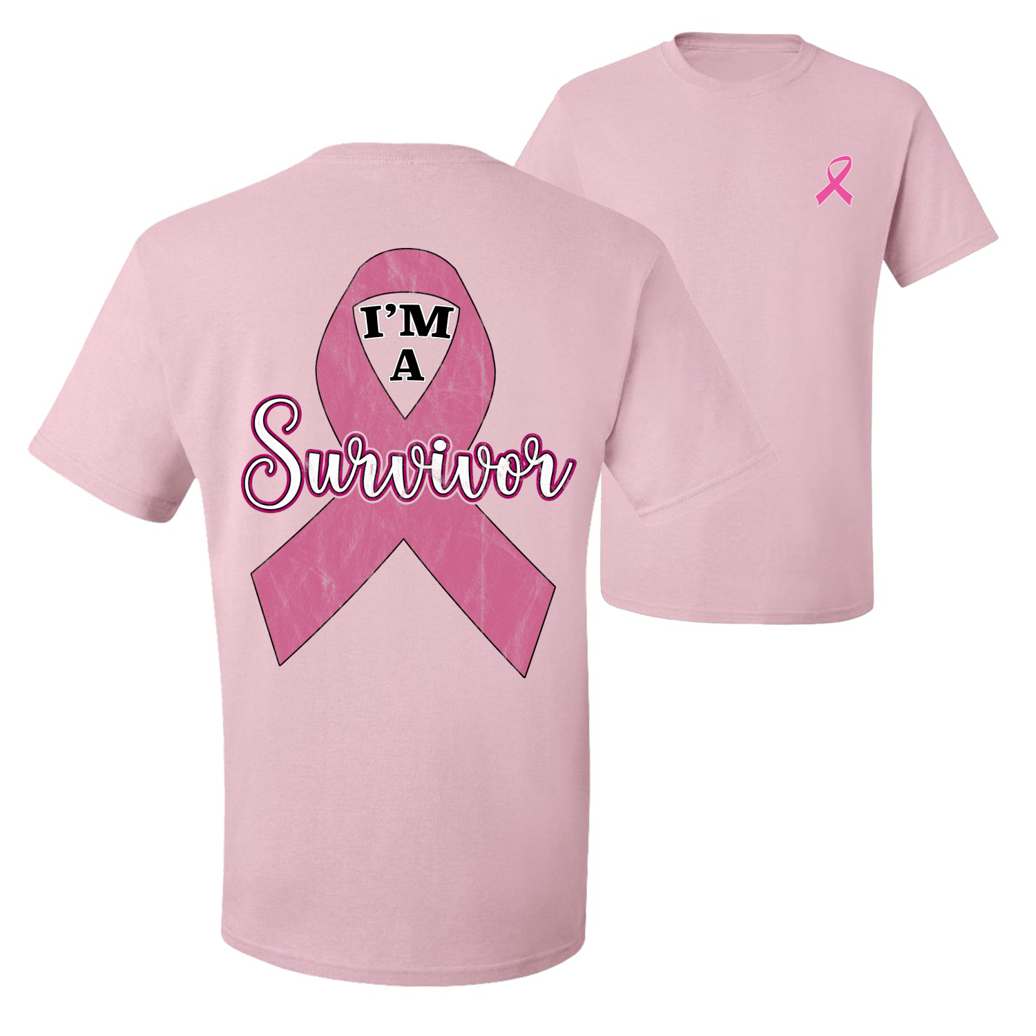 Camiseta deportiva gráfica rosa I'm A sobreviviente de cáncer de mama delantera y trasera para hombre - Imagen 7 de 9