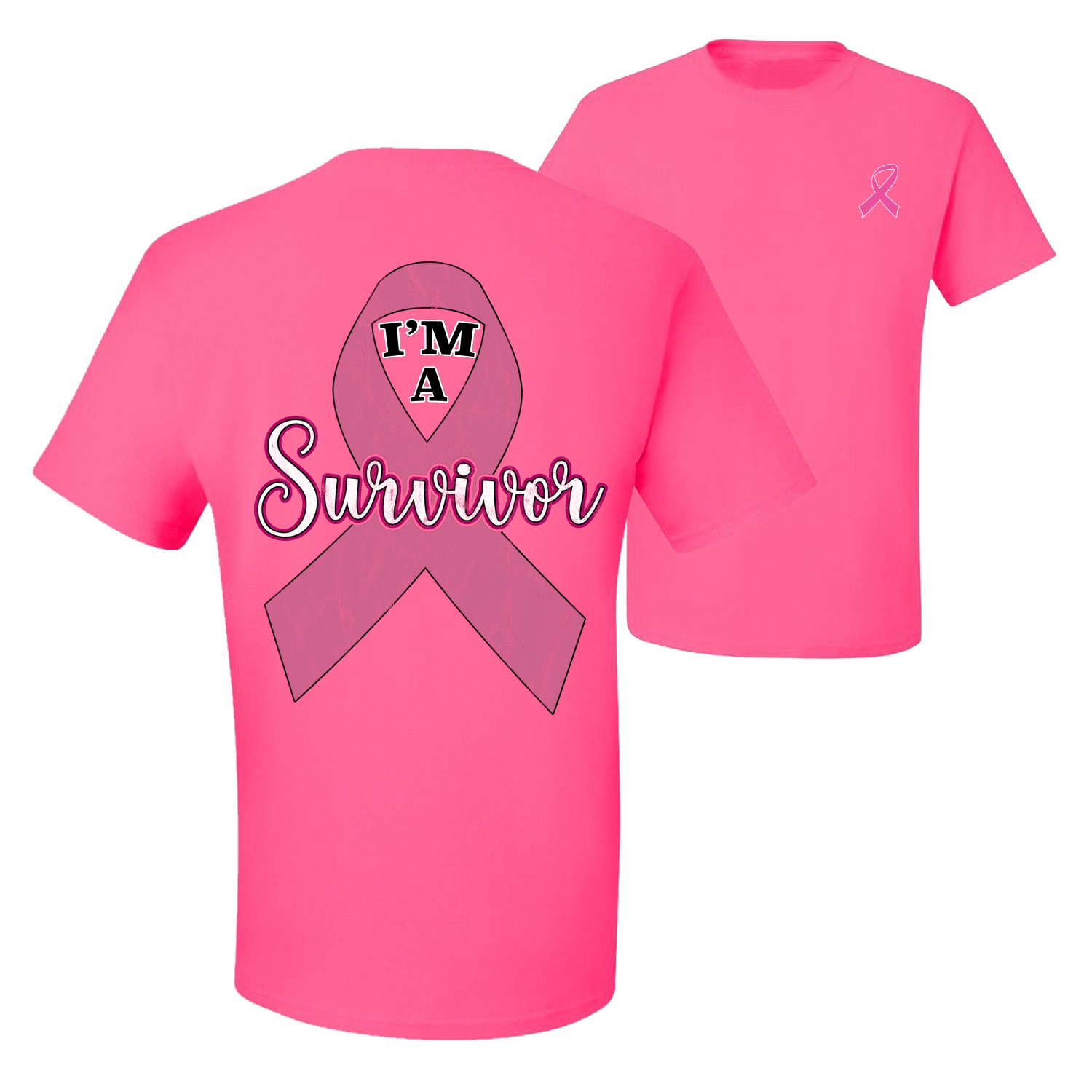 Camiseta deportiva gráfica rosa I'm A sobreviviente de cáncer de mama delantera y trasera para hombre - Imagen 8 de 9