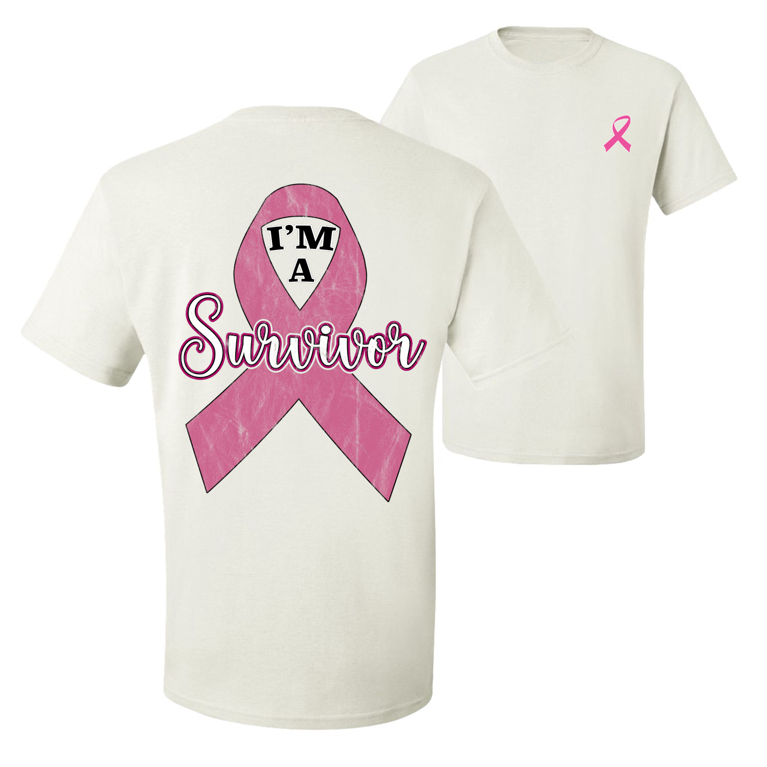 Camiseta deportiva gráfica rosa I'm A sobreviviente de cáncer de mama delantera y trasera para hombre - Imagen 9 de 9