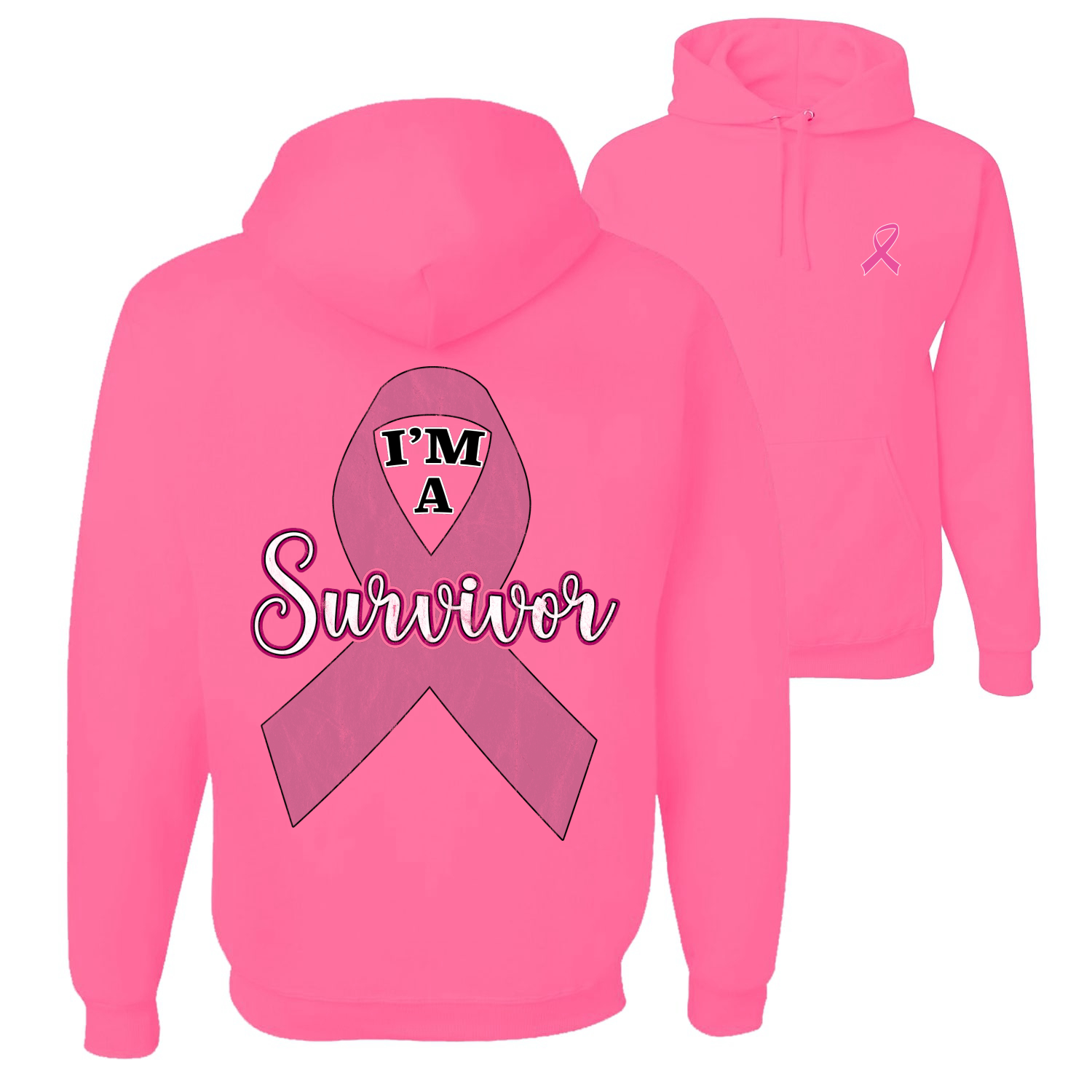 Sudadera con capucha gráfica unisex Pink I'm A Breast Cancer Survivor - Imagen 7 de 8
