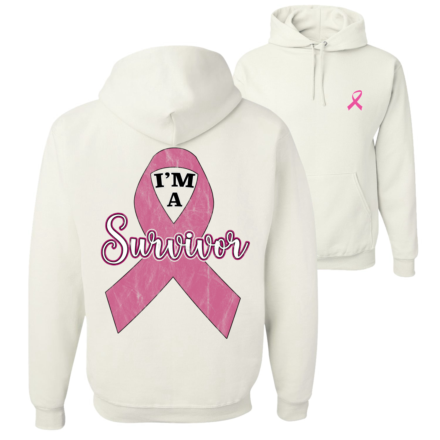 Sudadera con capucha gráfica unisex Pink I'm A Breast Cancer Survivor - Imagen 8 de 8
