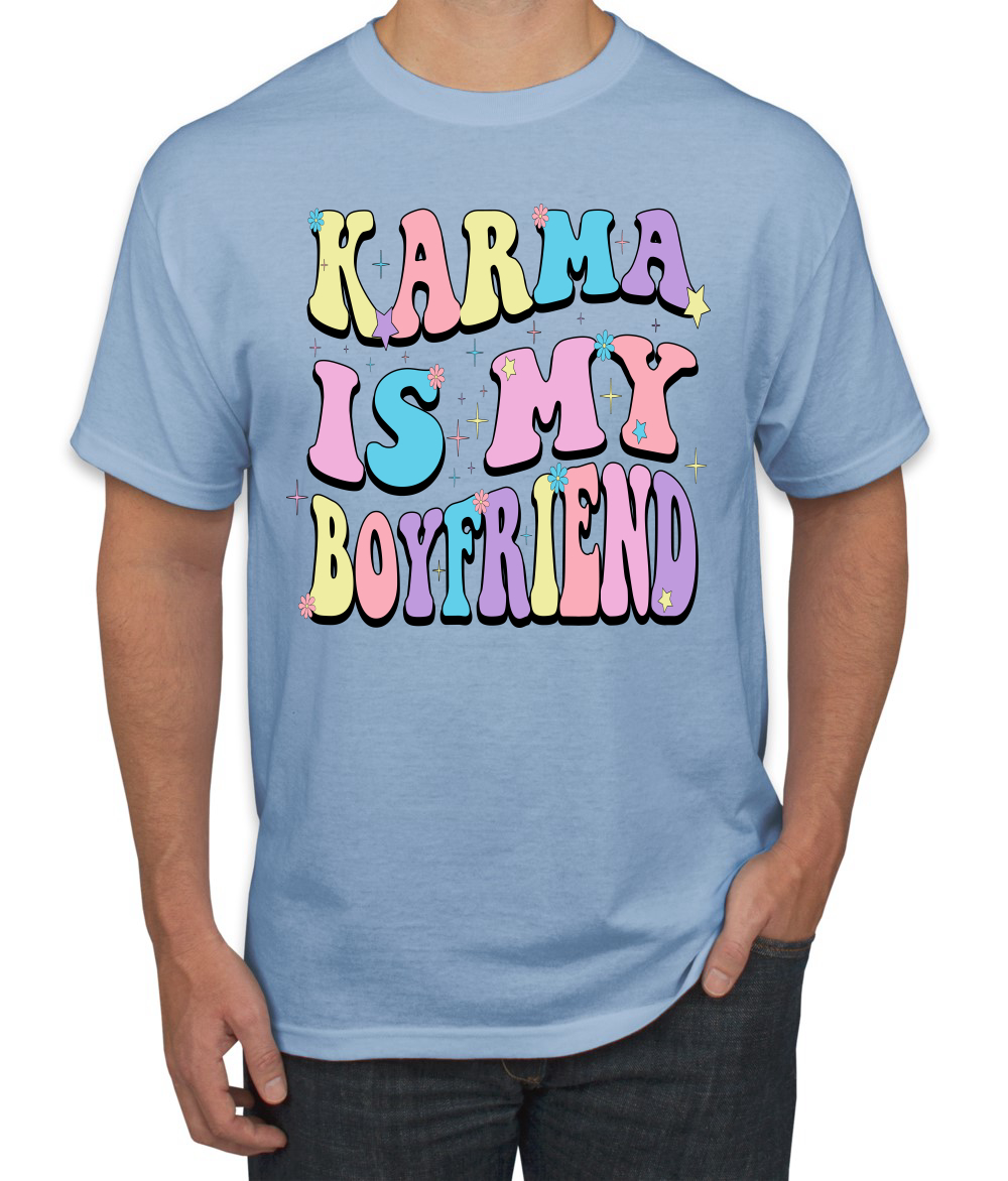 Camiseta para hombre Karma Is My Boyfriend Groovy Letters cultura pop - Imagen 7 de 13
