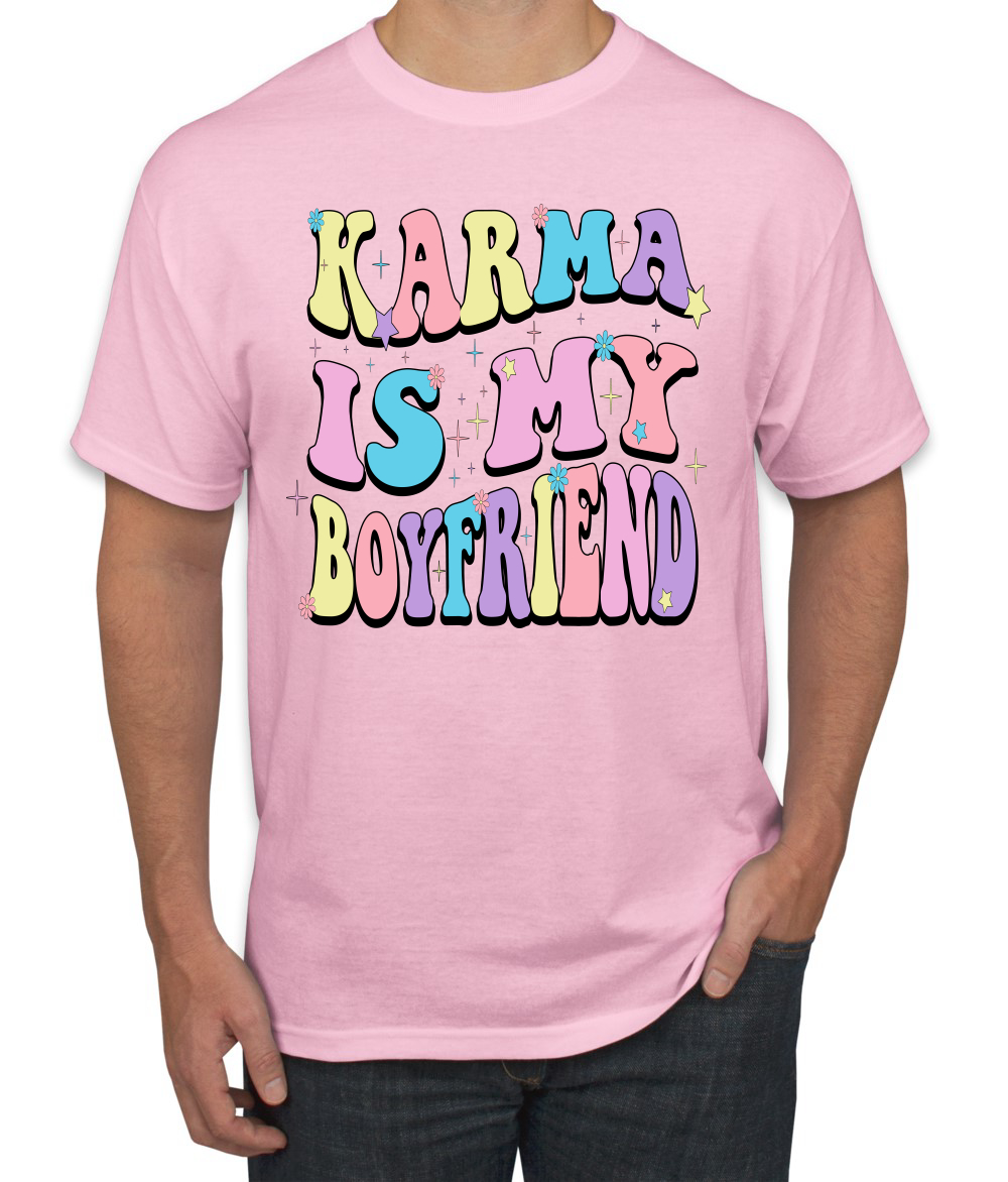 Camiseta para hombre Karma Is My Boyfriend Groovy Letters cultura pop - Imagen 8 de 13