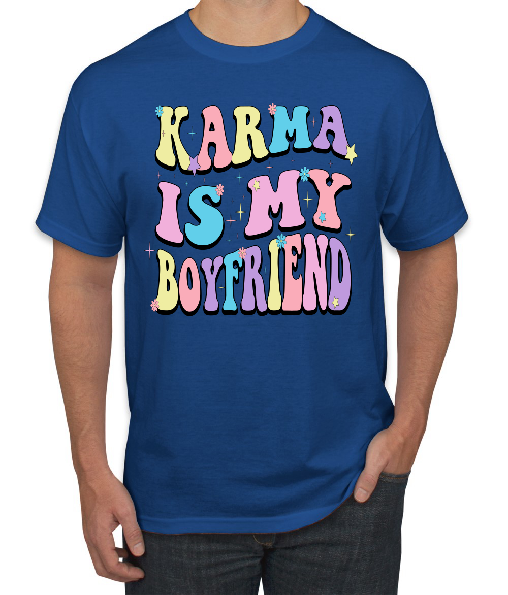 Camiseta para hombre Karma Is My Boyfriend Groovy Letters cultura pop - Imagen 11 de 13