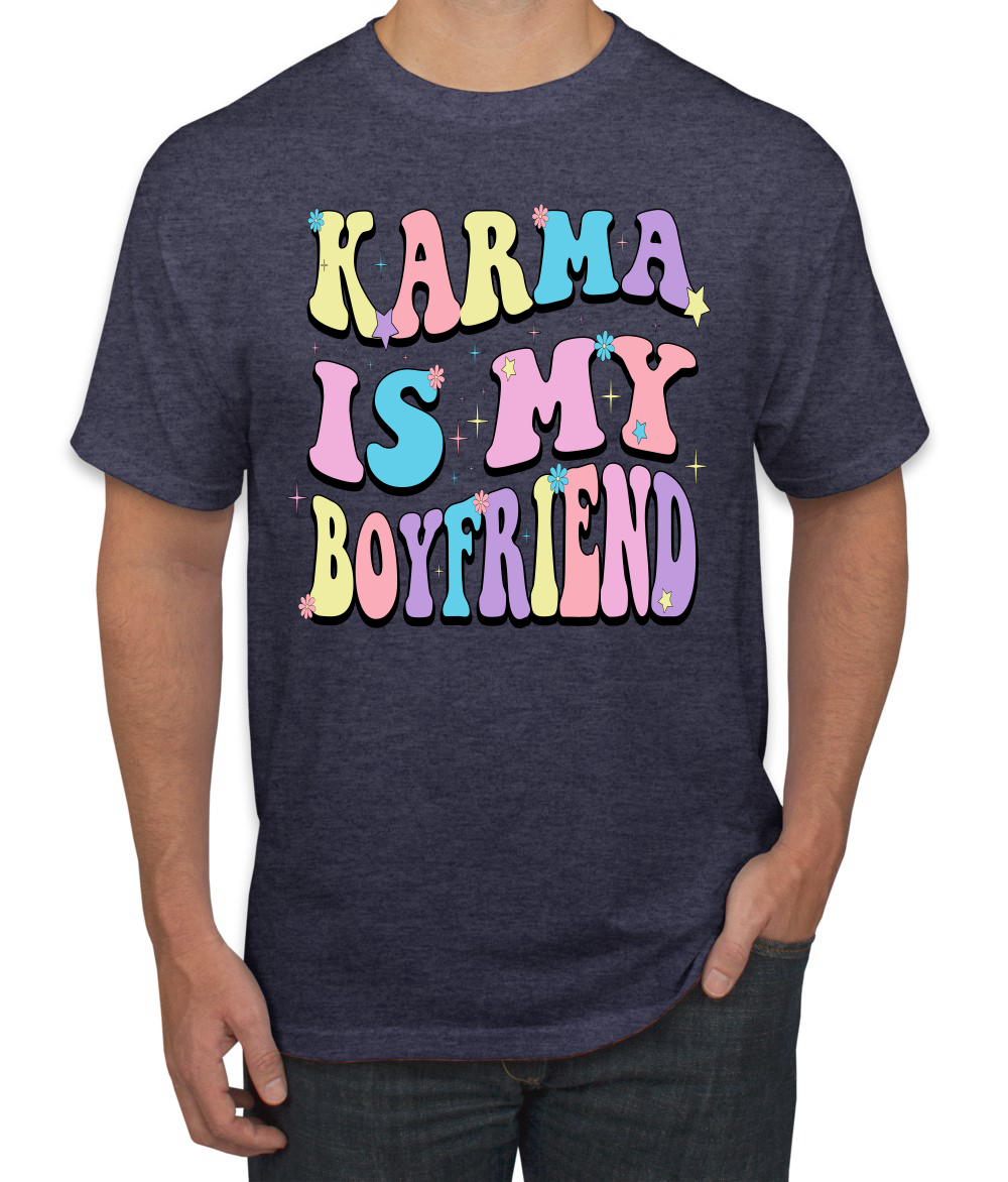 Camiseta para hombre Karma Is My Boyfriend Groovy Letters cultura pop - Imagen 12 de 13