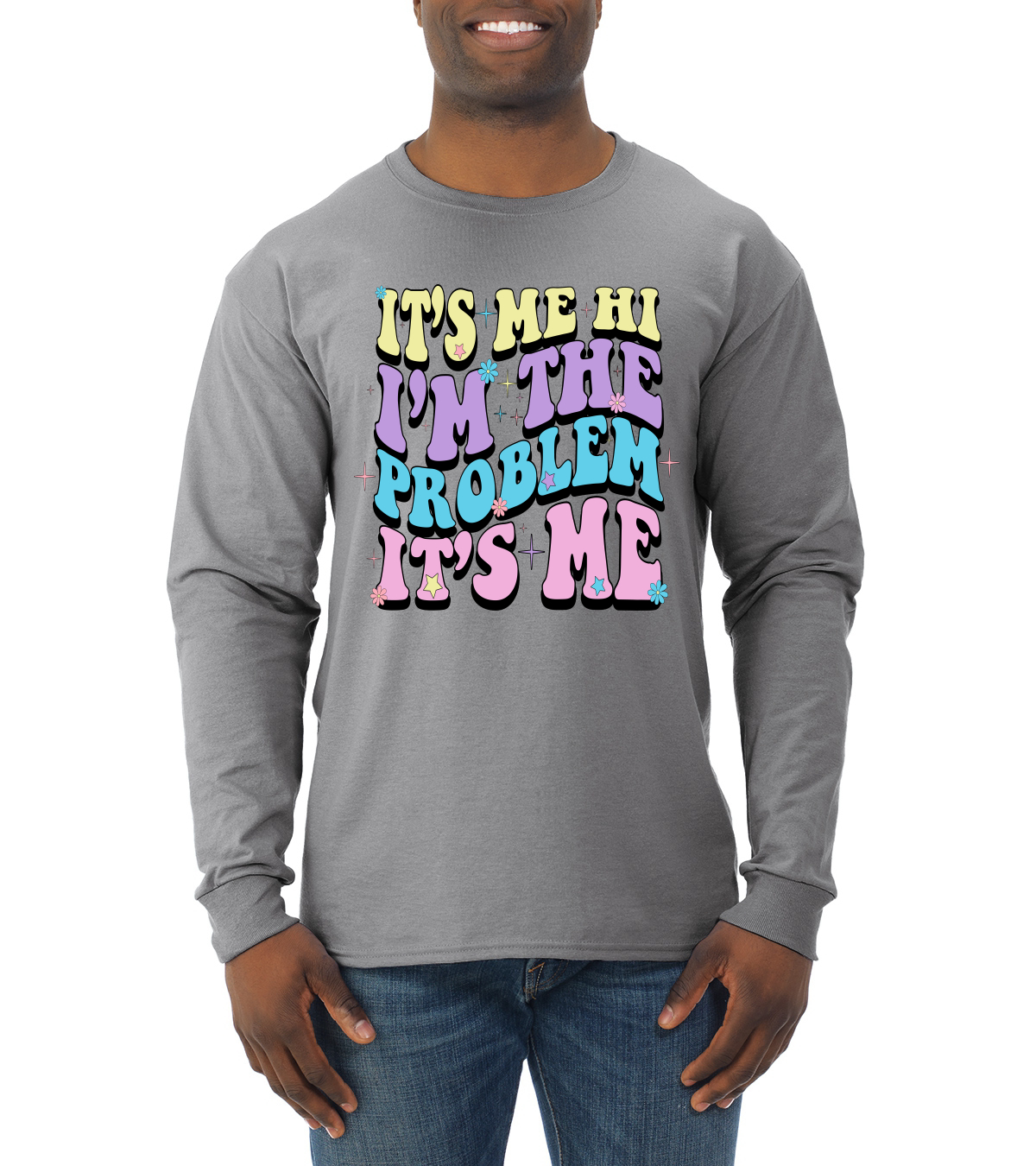 Camisa manga larga Its Me Hi Im The Problem Its Me Groovy Letters para hombre - Imagen 6 de 12
