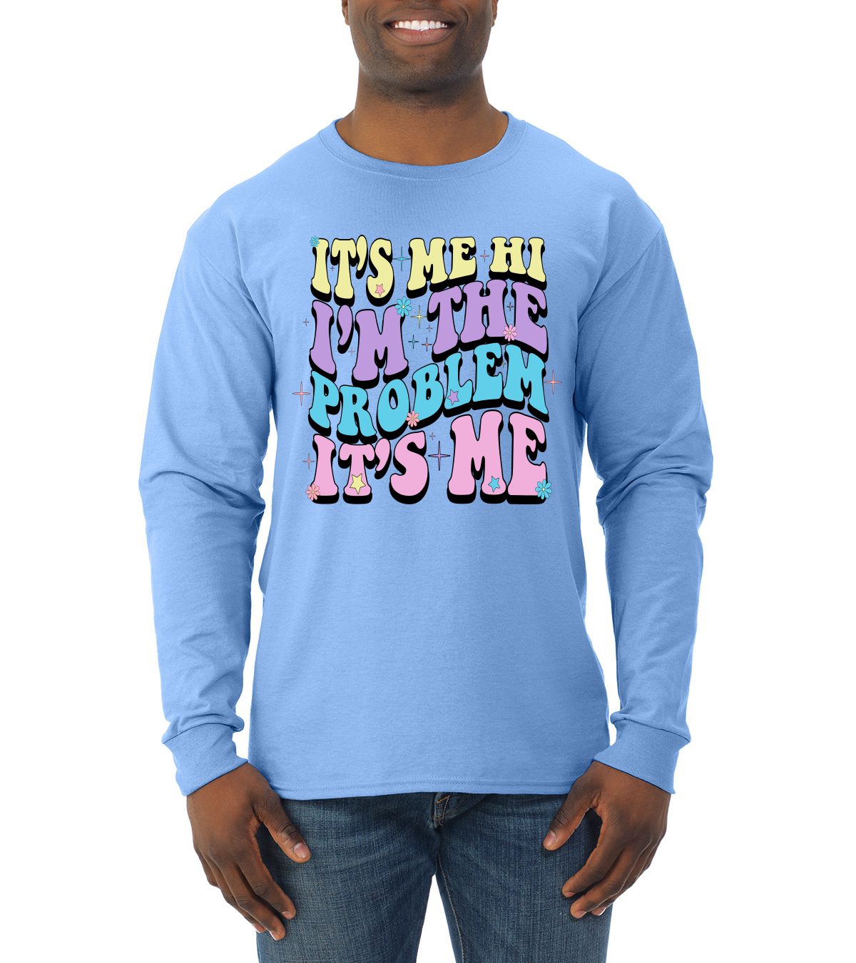 Camisa manga larga Its Me Hi Im The Problem Its Me Groovy Letters para hombre - Imagen 7 de 12