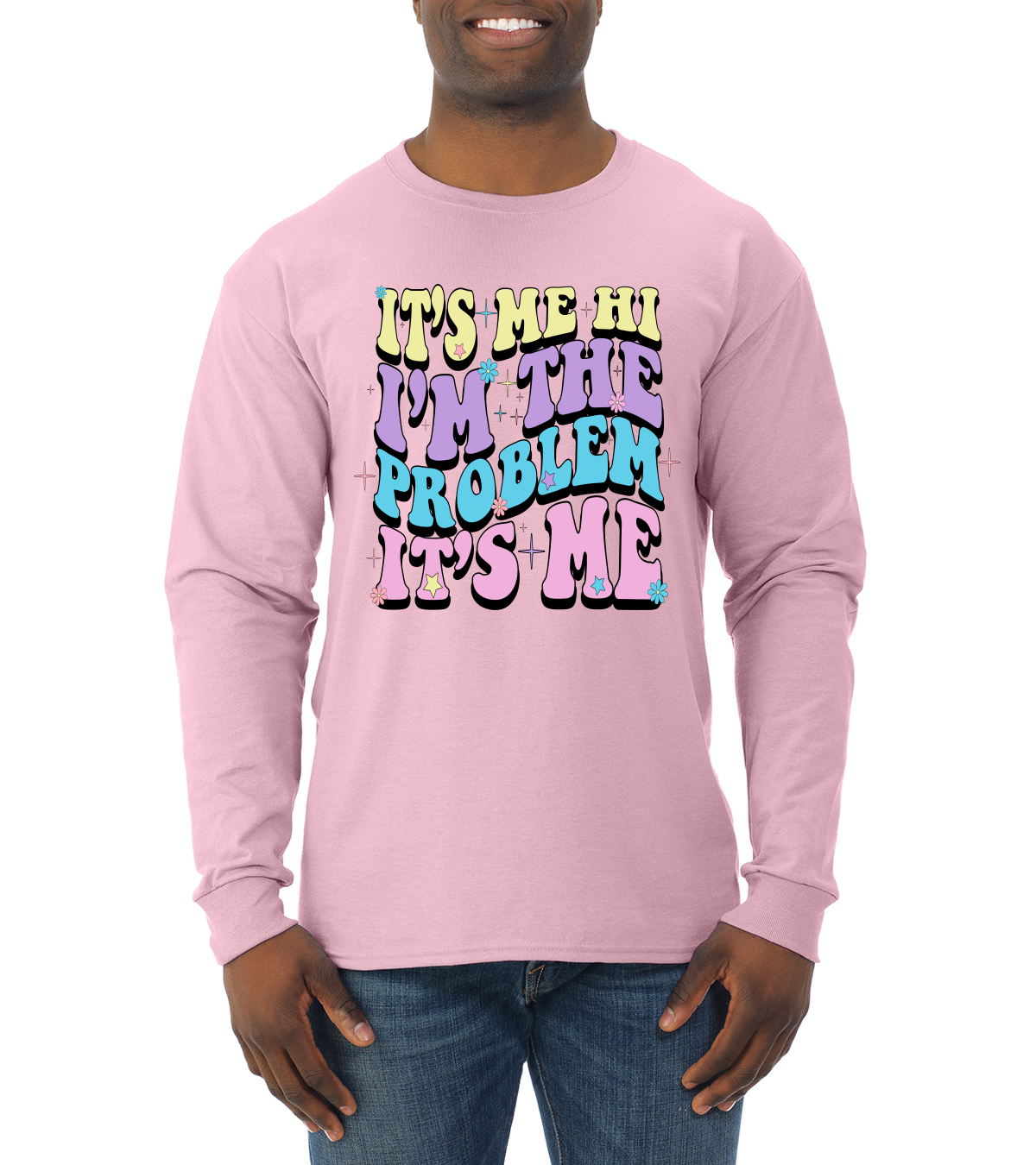 Camisa manga larga Its Me Hi Im The Problem Its Me Groovy Letters para hombre - Imagen 8 de 12