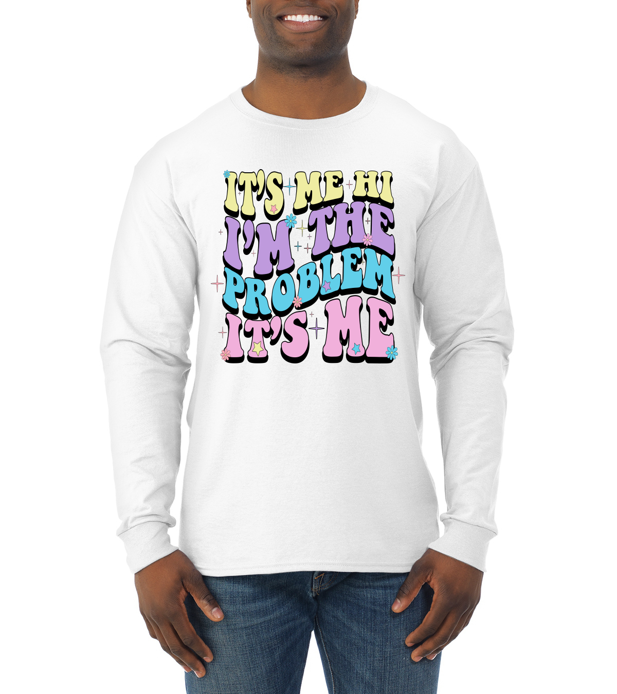 Camisa manga larga Its Me Hi Im The Problem Its Me Groovy Letters para hombre - Imagen 12 de 12