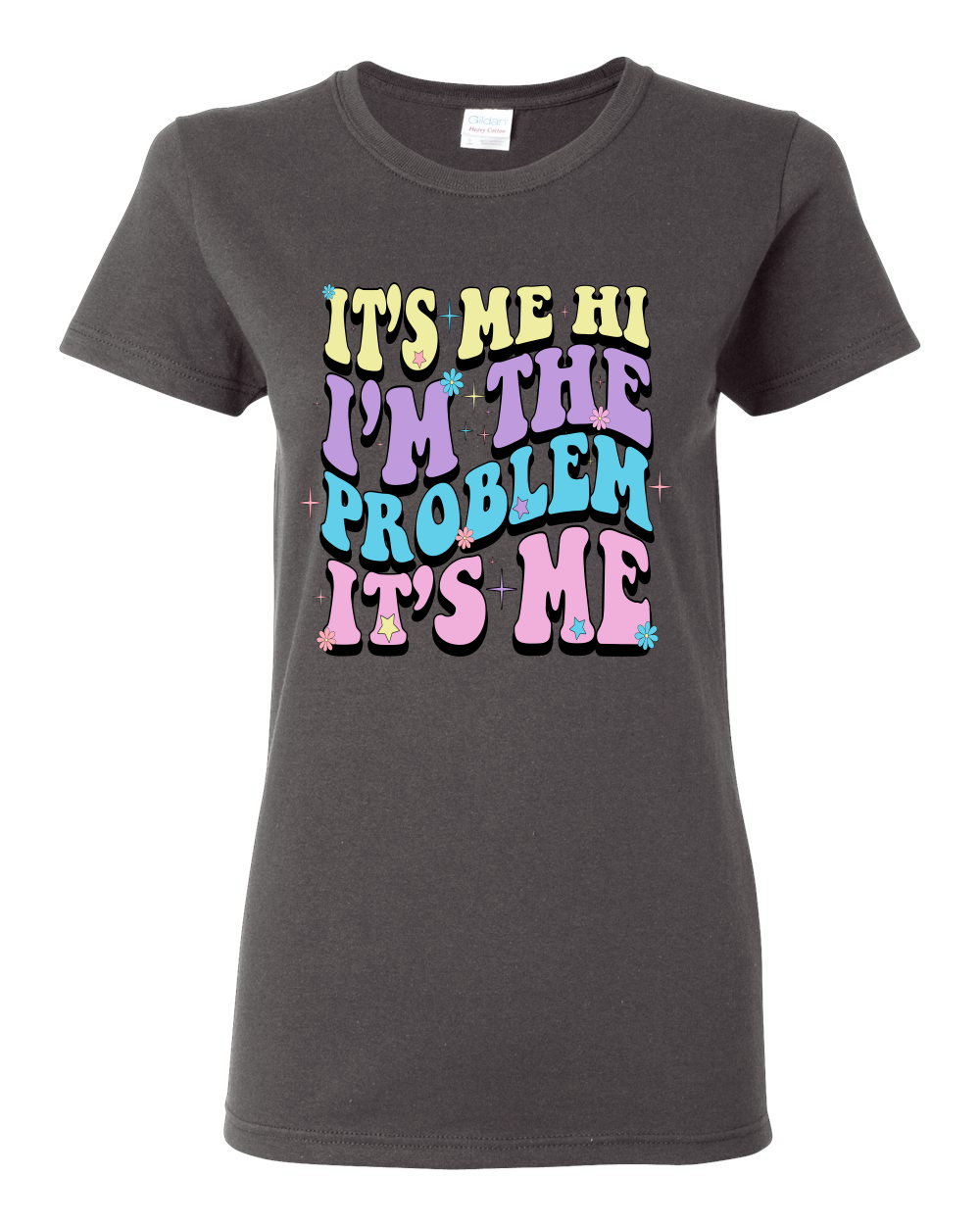Camiseta gráfica para mujer Its Me Hi Im The Problem Its Me Groovy Letters - Imagen 4 de 11