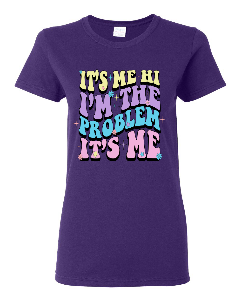 Camiseta gráfica para mujer Its Me Hi Im The Problem Its Me Groovy Letters - Imagen 8 de 11