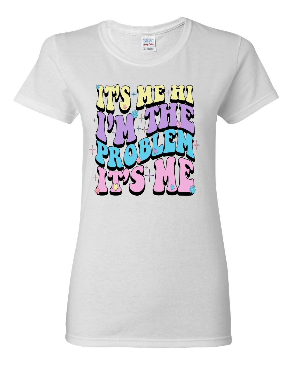 Camiseta gráfica para mujer Its Me Hi Im The Problem Its Me Groovy Letters - Imagen 10 de 11