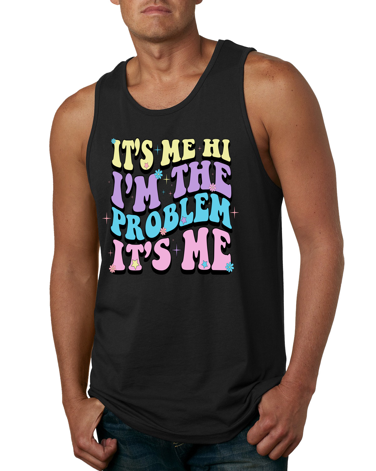 Camiseta sin mangas Its Me Hi Im The Problem Its Me Groovy Letters para hombre - Imagen 3 de 7