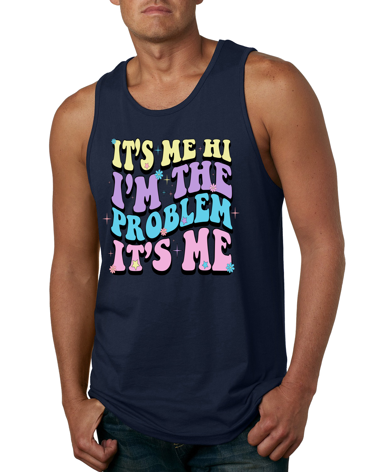 Camiseta sin mangas Its Me Hi Im The Problem Its Me Groovy Letters para hombre - Imagen 5 de 7