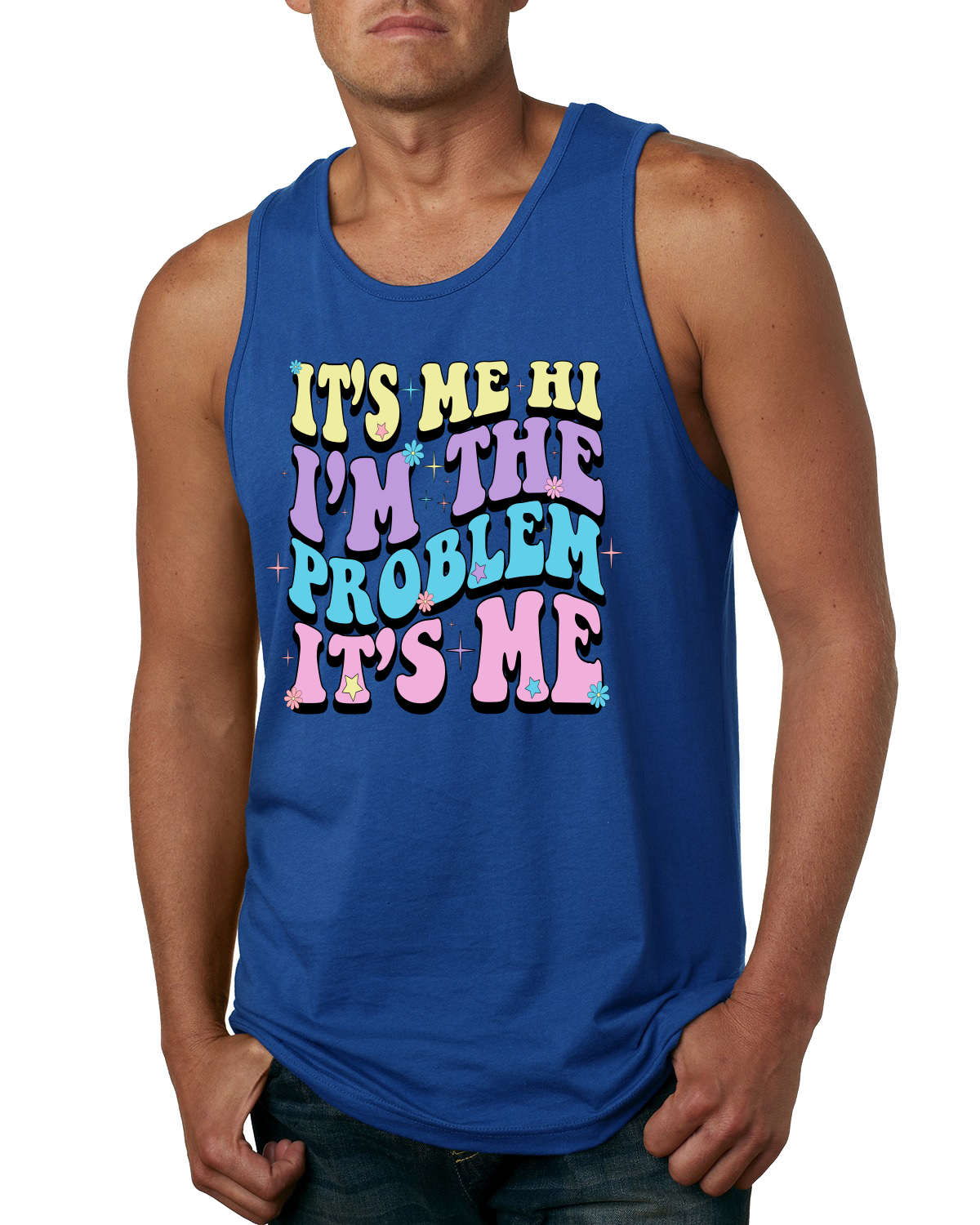Camiseta sin mangas Its Me Hi Im The Problem Its Me Groovy Letters para hombre - Imagen 6 de 7