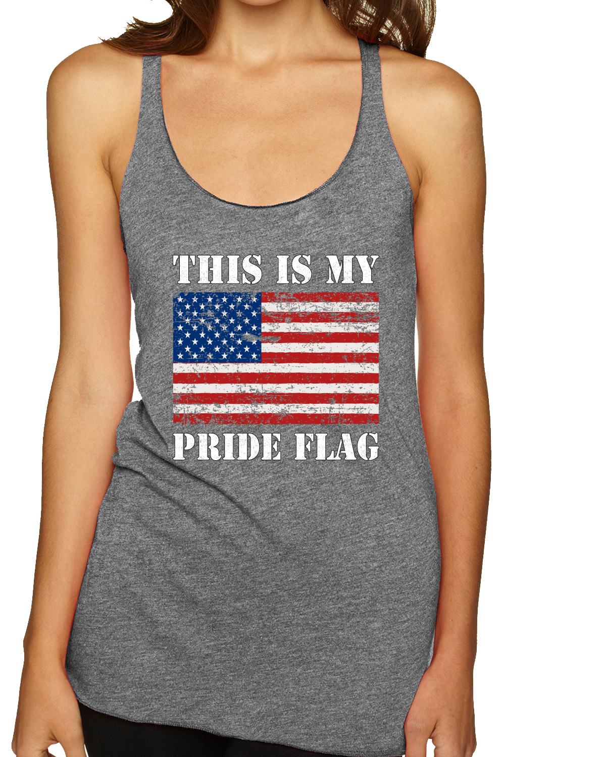 This is My Pride Shirt American Flag TriBlend Racerback Tank Top - Picture 3 of 6