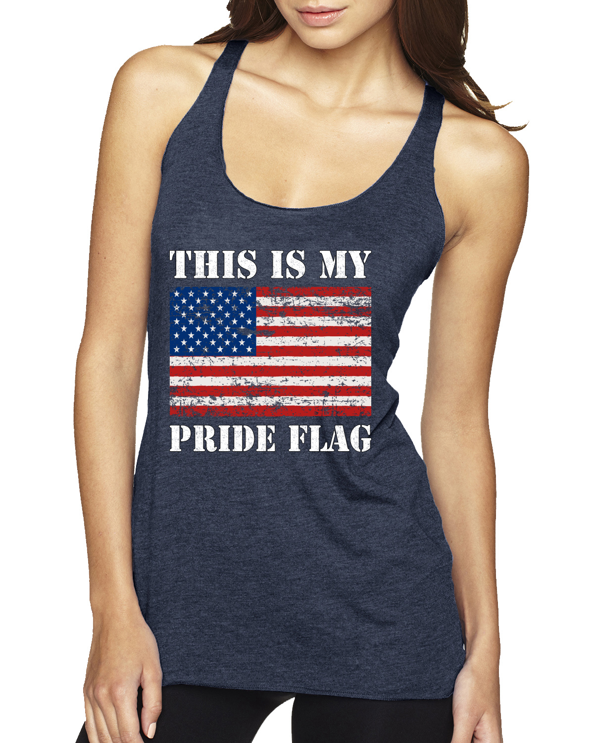 This is My Pride Shirt American Flag TriBlend Racerback Tank Top - Picture 4 of 6