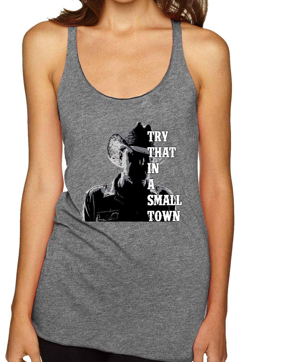 Top sin mangas Try That In A Small Town Silhouette TriBlend Racerback - Imagen 3 de 6