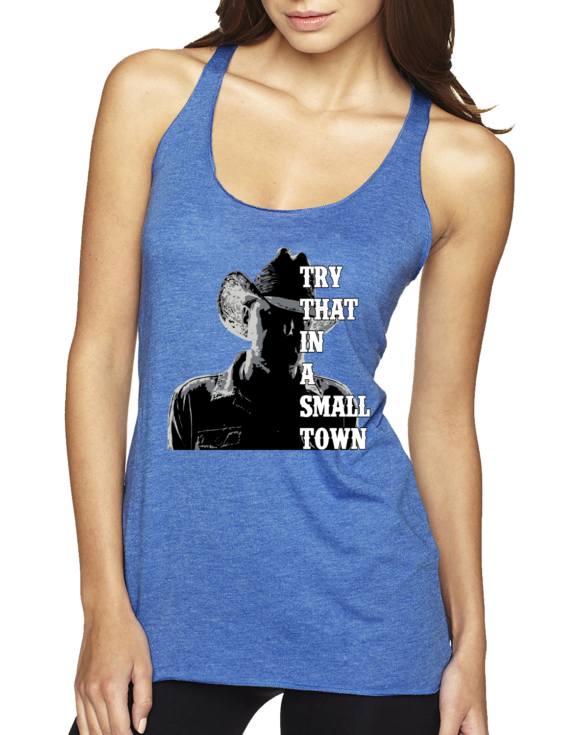Top sin mangas Try That In A Small Town Silhouette TriBlend Racerback - Imagen 6 de 6