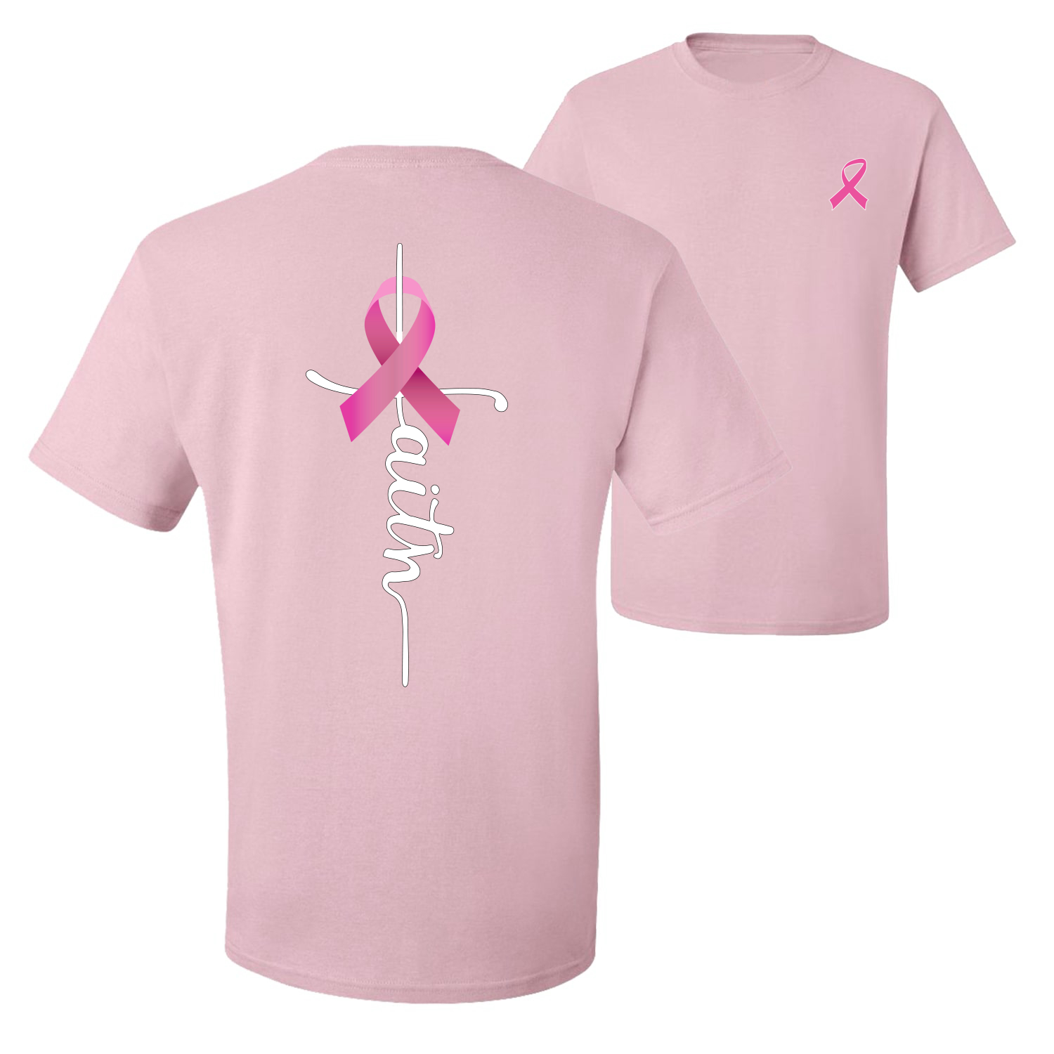 Faith Breast Cancer Ribbon Front and Back Men Graphic TShirt - Picture 7 of 9