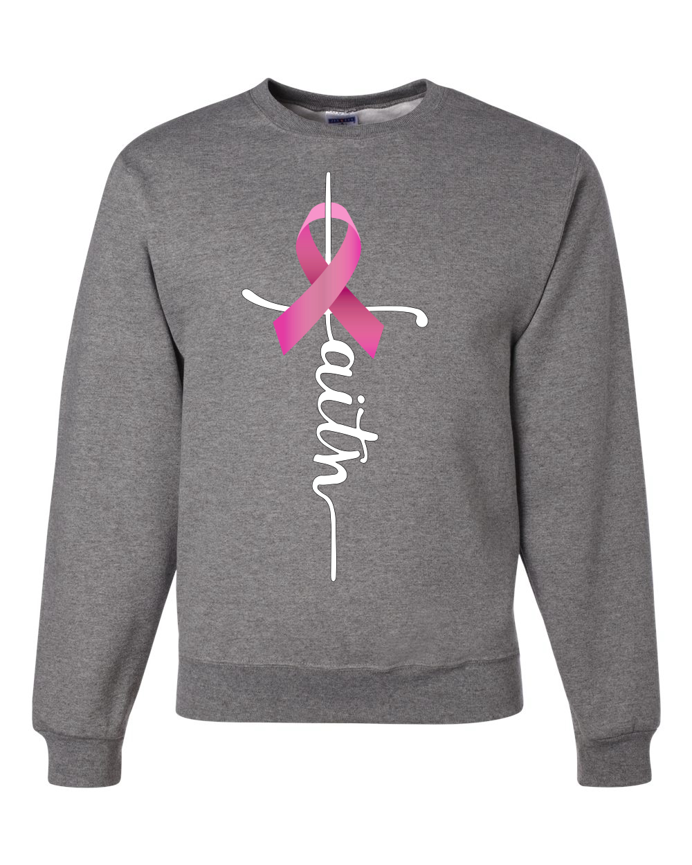 Sudadera de cuello redondo unisex con cinta de cáncer de mama - Imagen 7 de 10