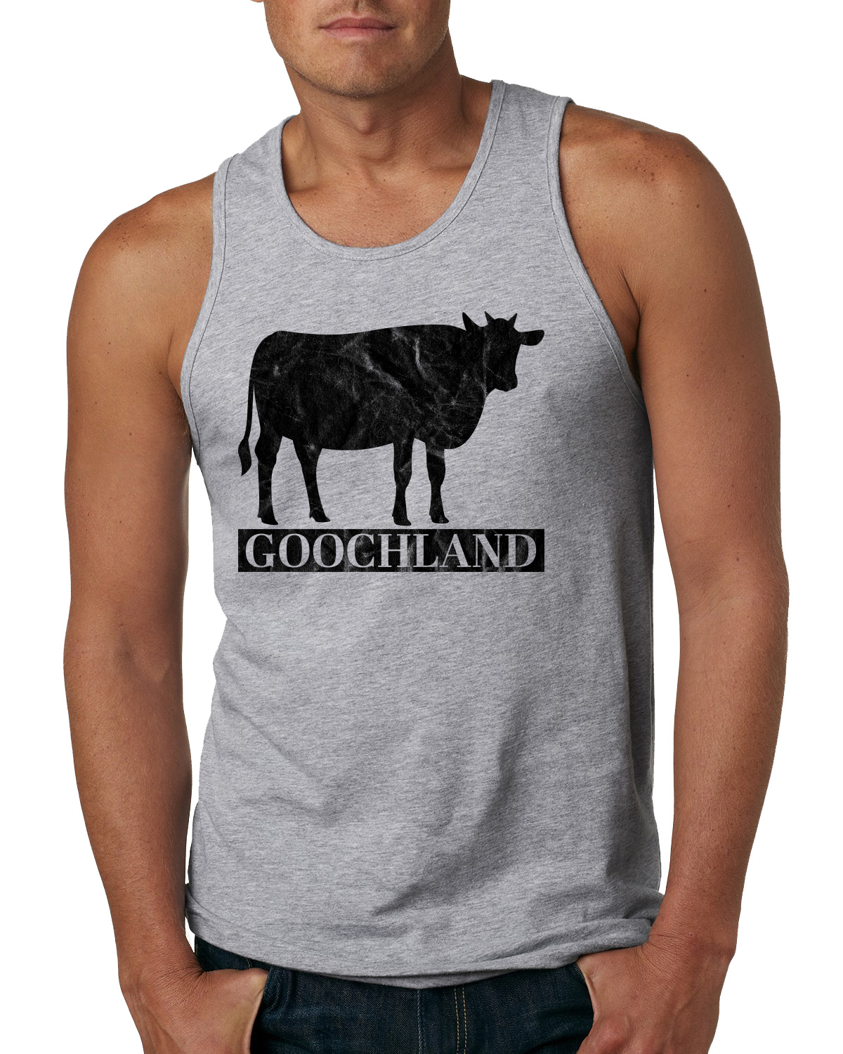 Rich Men North of Richmond Goochland Black Cow Mens Tank Top - Picture 2 of 5