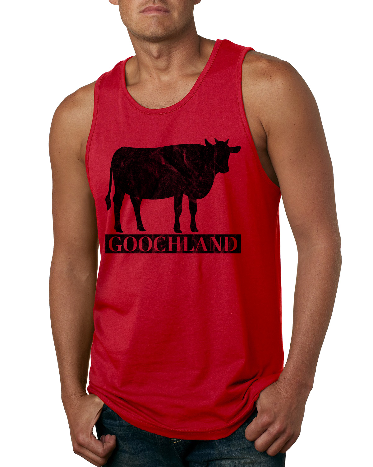 Rich Men North of Richmond Goochland Black Cow Mens Tank Top - Picture 4 of 5