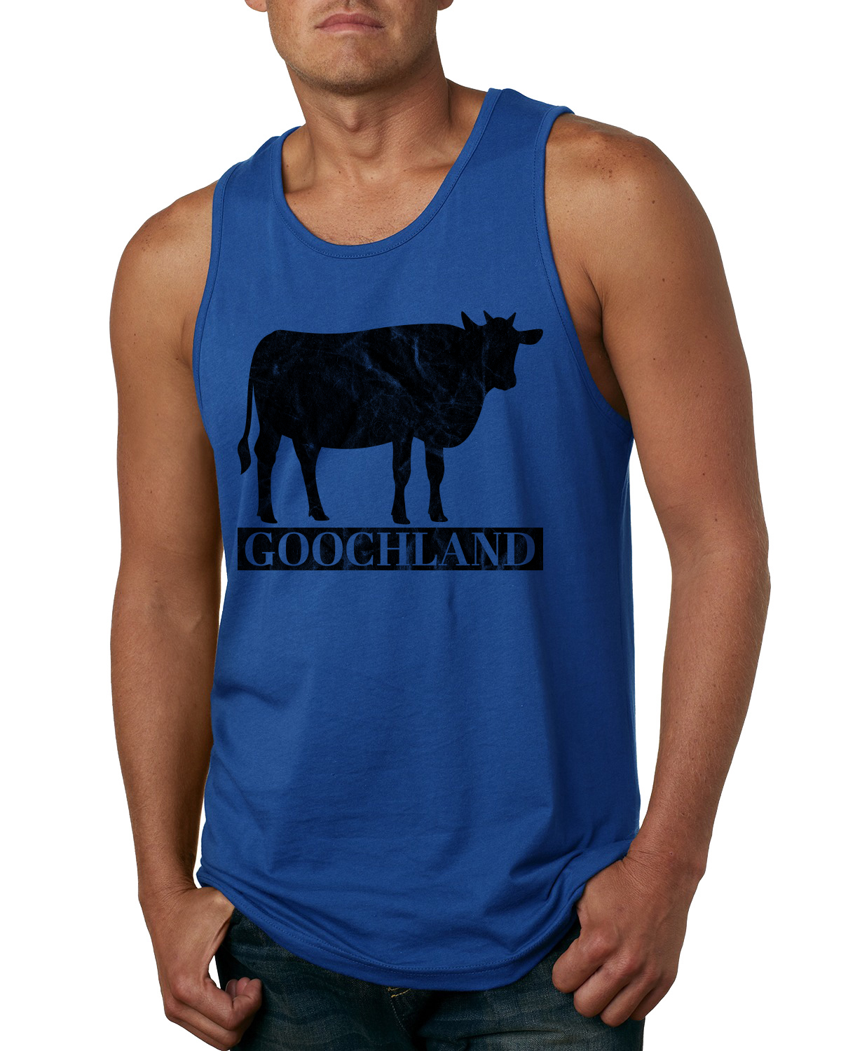 Rich Men North of Richmond Goochland Black Cow Mens Tank Top - Picture 5 of 5