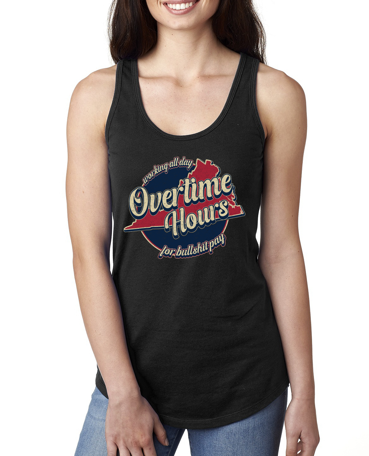 Camiseta sin mangas vintage para damas Racerback que funciona todo el día durante horas para Bullsh*t Pay - Imagen 2 de 7