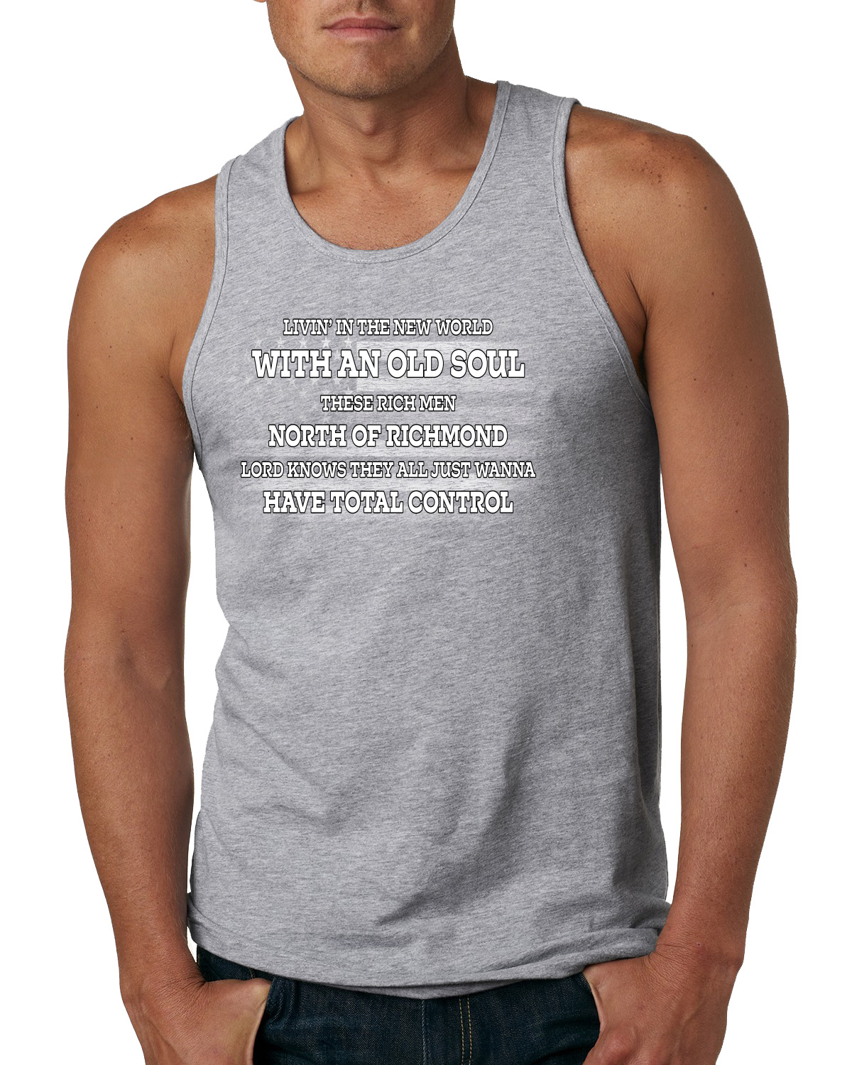 Rich Men North of Richmond White American Flag Mens Tank Top - Picture 3 of 6