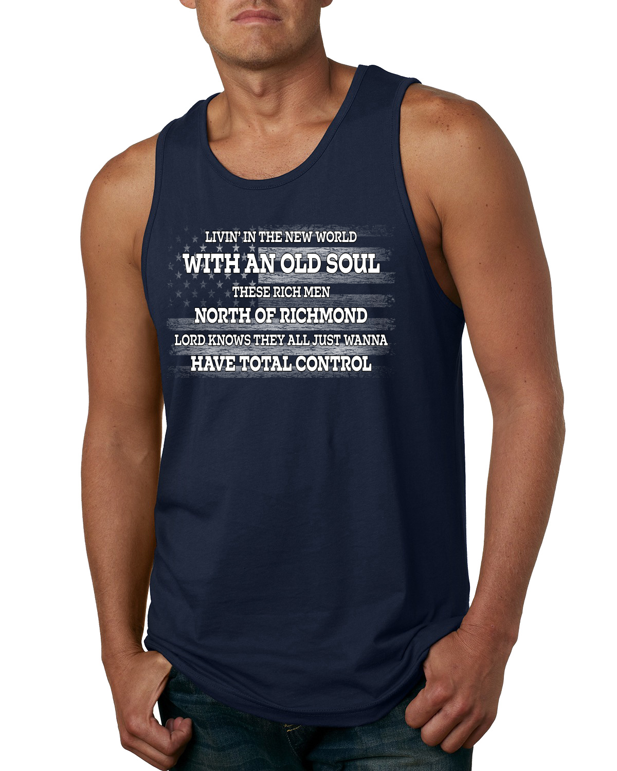 Rich Men North of Richmond White American Flag Mens Tank Top - Picture 4 of 6